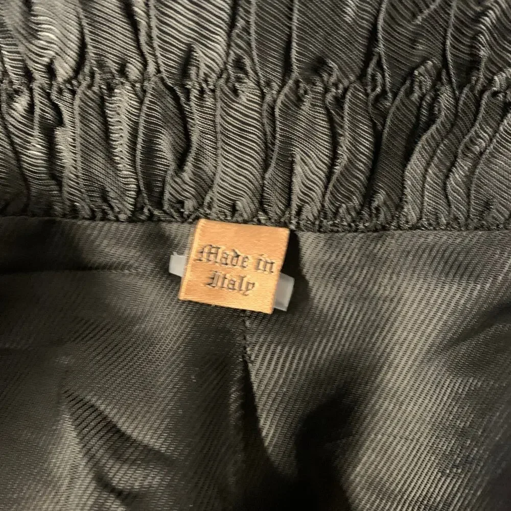 JOHN GALLIANO Chest Size 40 Black Silver Ruffled Wool Shawl Sport Coat